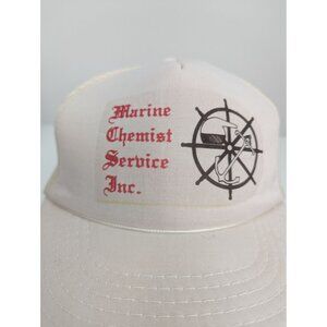 Marine Chemist Service Inc Logo Men White Wide Brim Mesh Back Adj Snapback Cap